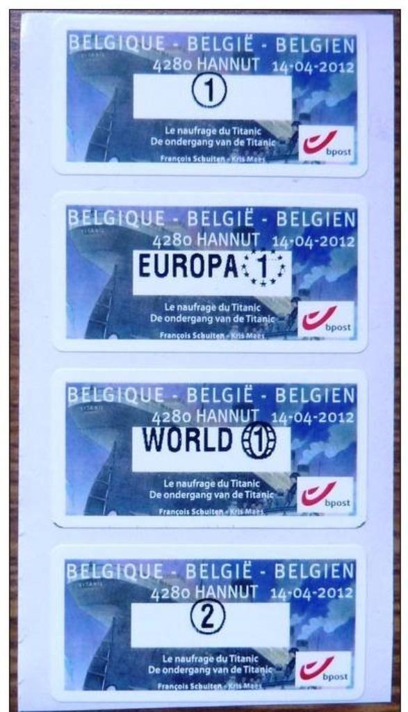 2012- quatre x 1.63 € valeur 2026- AUTOCOLLANTES-TITANIC, Navigation, 1 Autocollant, Enlèvement ou Envoi, Non oblitéré