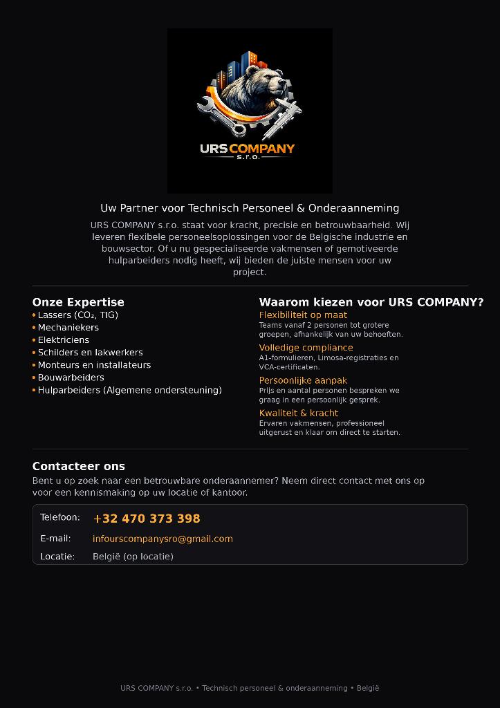 Uw Partner voor Technisch,bouw Personeel & Onderaanneming, Variabele uren