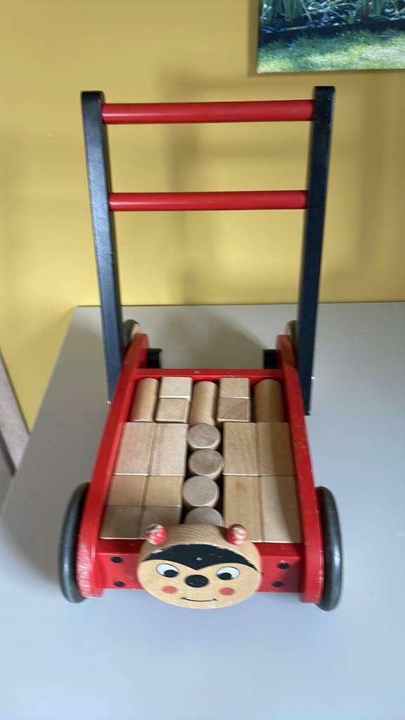 Loopwagen met blokken - lieveheersbeestje, Ophalen of Verzenden, Gebruikt, Overige typen, Met wieltjes