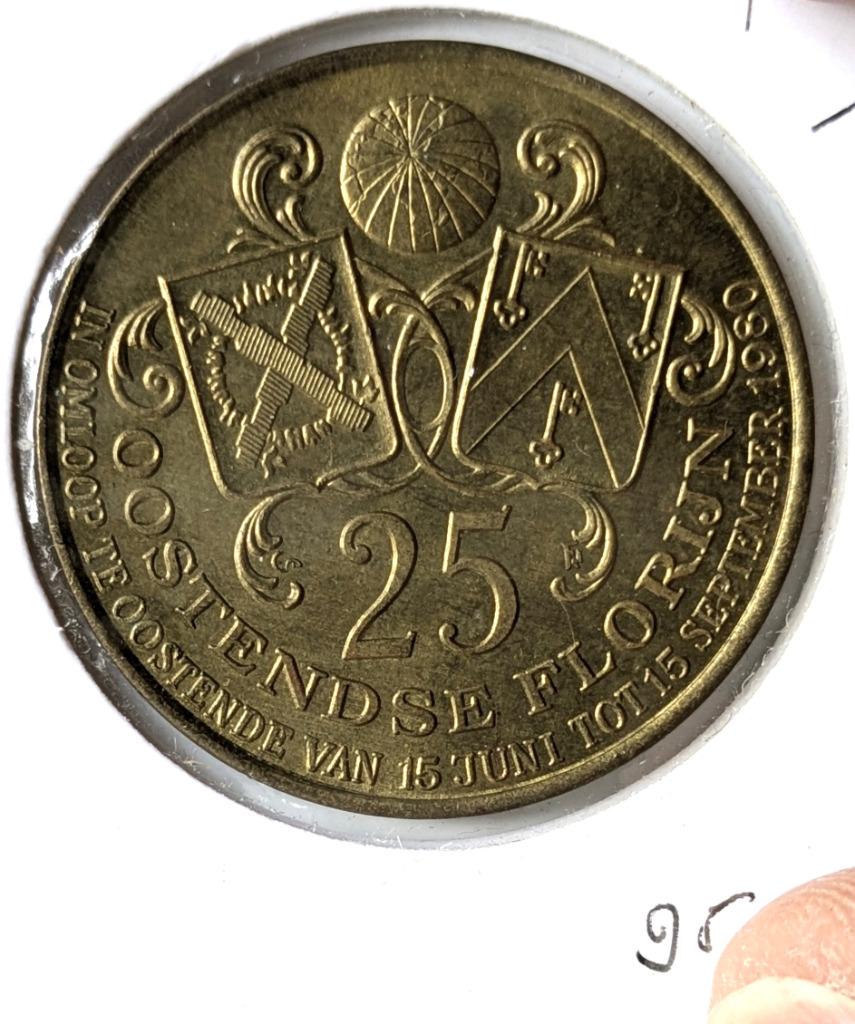 Token Oostende 25 Oostendse Florijn 1980, Postzegels en Munten, Ophalen of Verzenden, Overige materialen