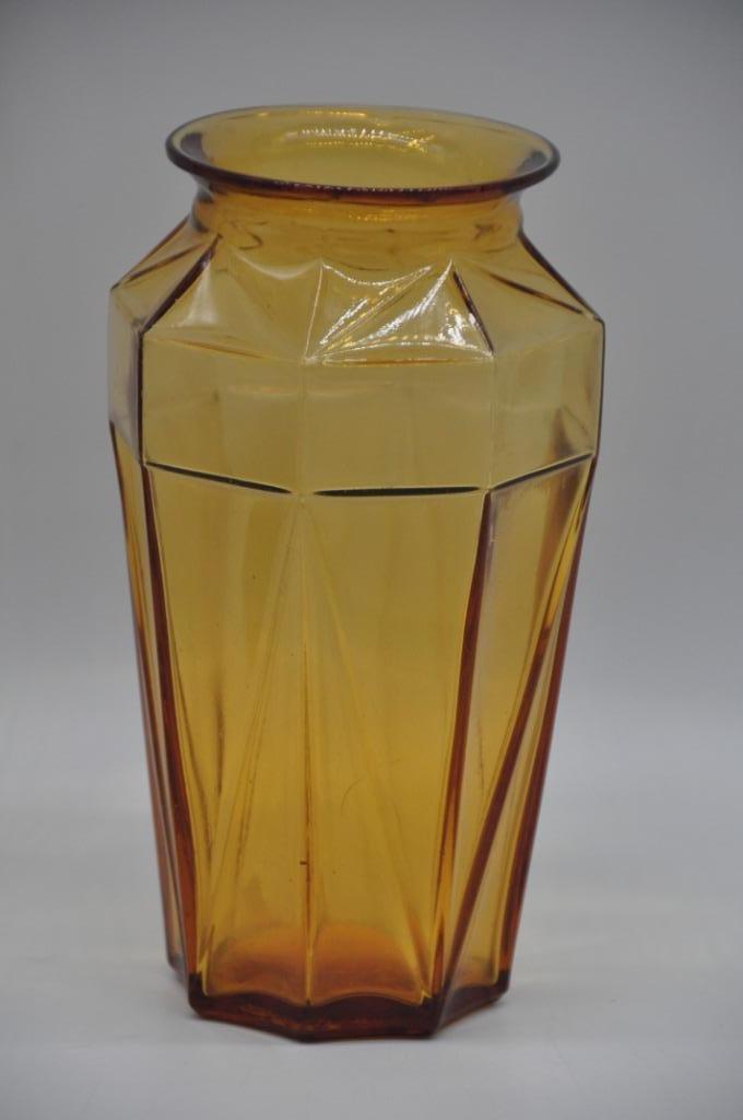 art deco - oranje vaasje - persglas, Ophalen of Verzenden