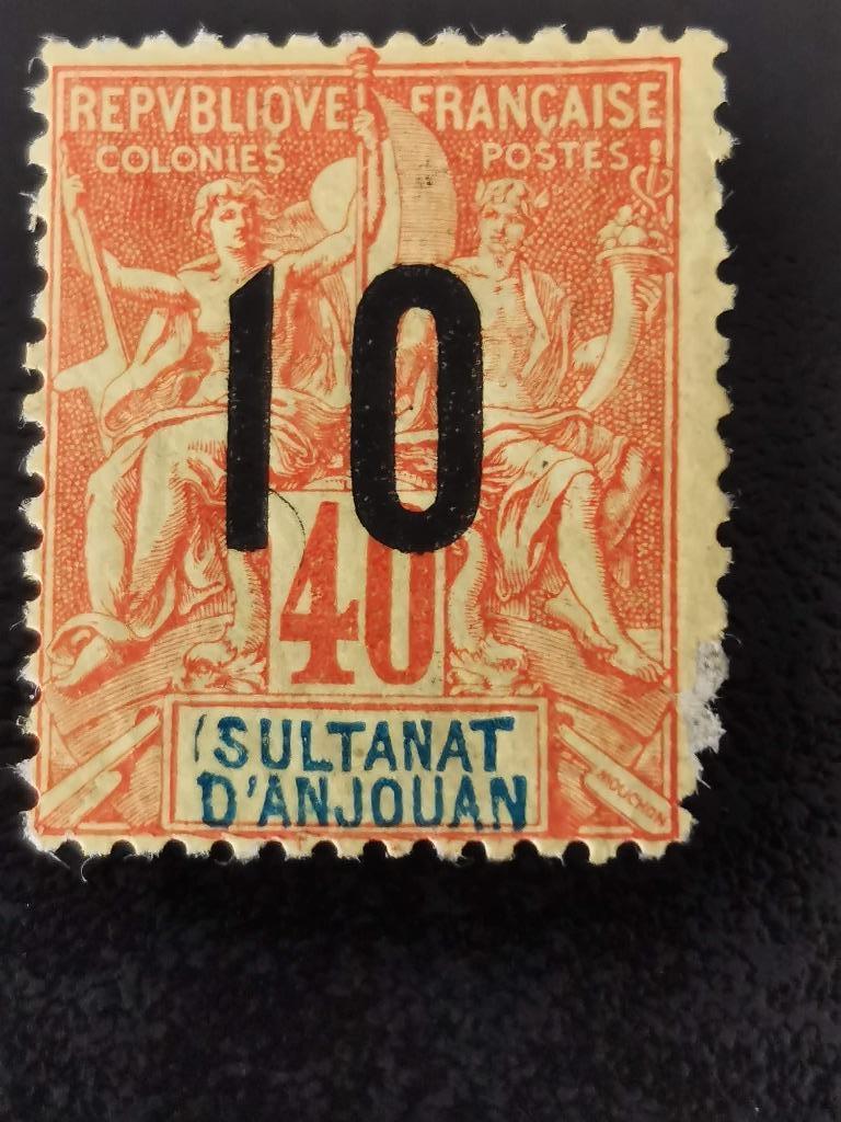 Anjouan 1912 - Franse kolonie - allegorie - zwarte opdruk *, Ophalen of Verzenden, Overige landen, Postfris