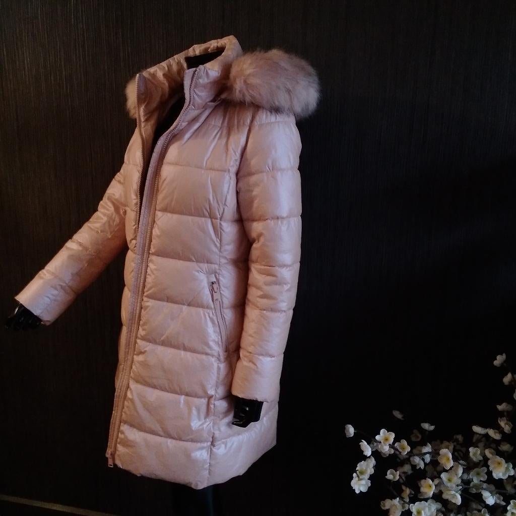 Winterjas met kap.Licht roze.Nooit gedragen, Verzenden, Maat 42/44 (L), Zo goed als nieuw, Roze