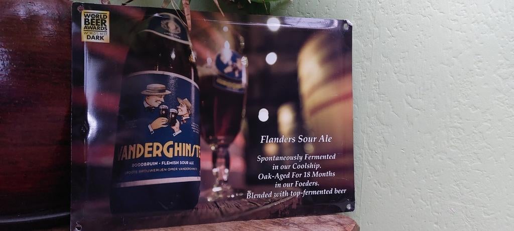 Enseigne publicitaire bière rouge-brune Vanderghinste, Enlèvement ou Envoi, Comme neuf, Panneau, Plaque ou Plaquette publicitaire