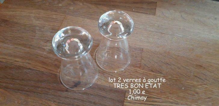 lot de 2 verres à goutte impec, Enlèvement ou Envoi, Utilisé, Verre ou Verres