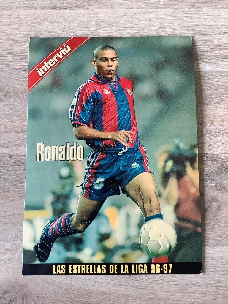 Spelerskaart Ronaldo FC Barcelona 96-97 A4, Ophalen of Verzenden, Zo goed als nieuw, Spelerskaart