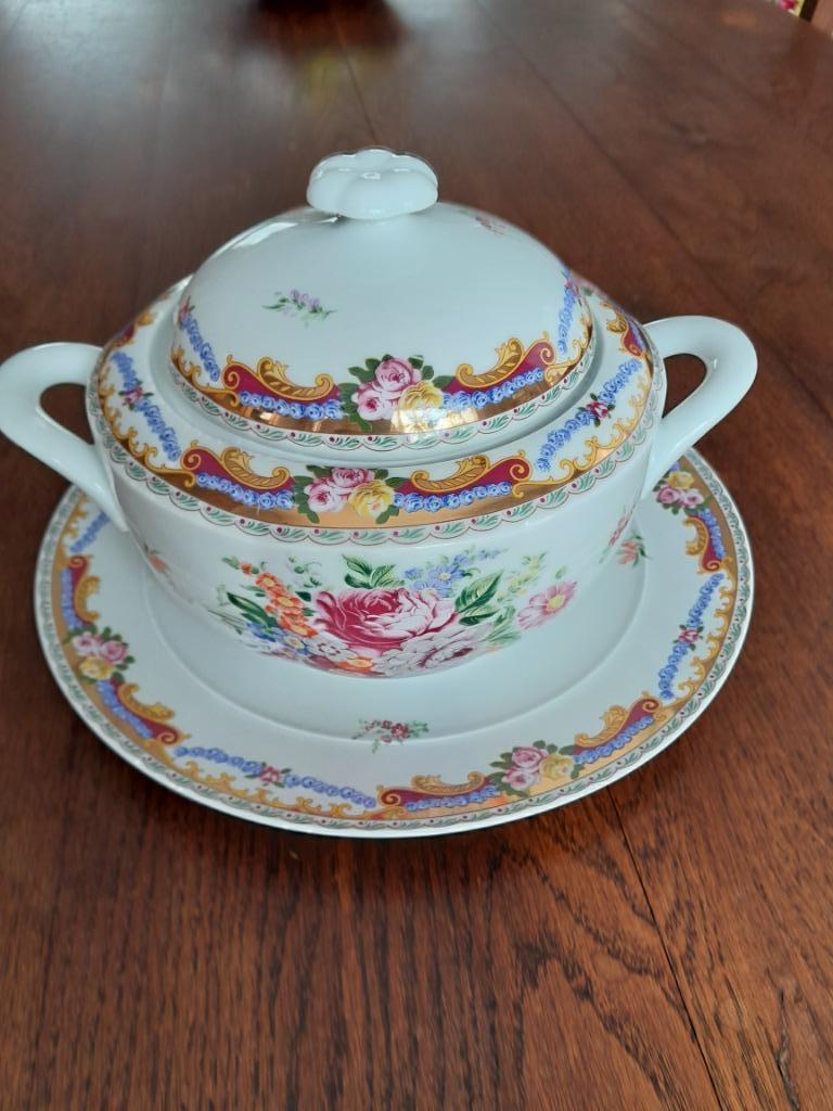 Soepterrine met onderzetbord Limoges, Antiek en Kunst, Ophalen
