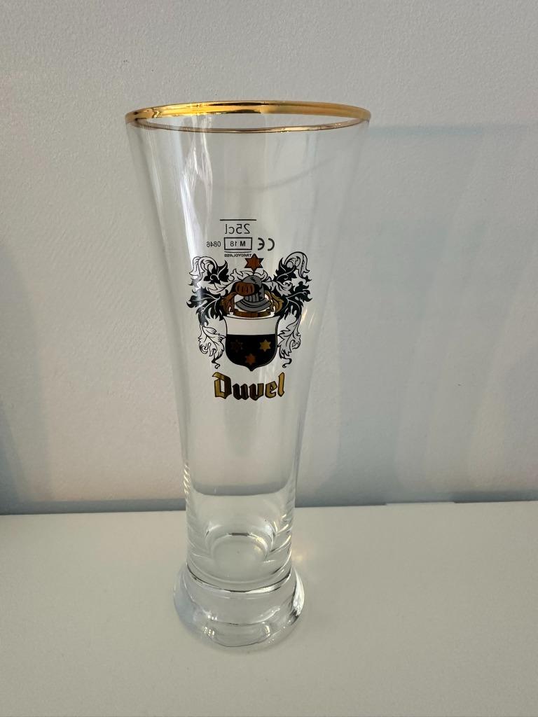 Zeldzaam Duvel Fluitglas 25cl – Oud Logo & Gouden Rand!, Ophalen, Nieuw, Bierglas