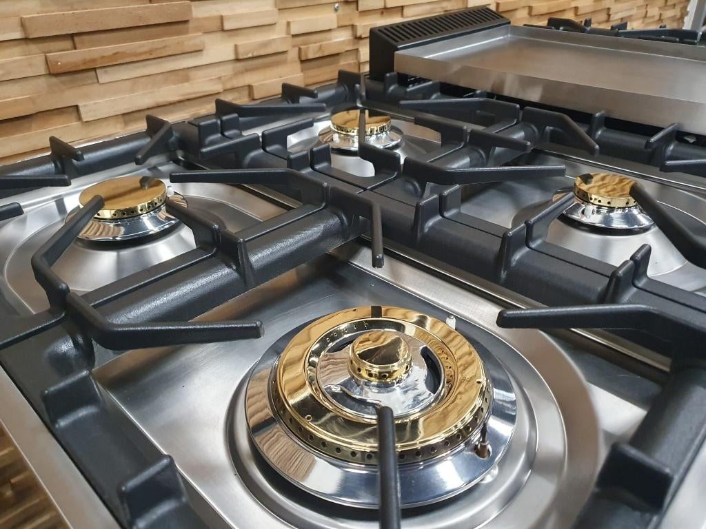 🔥 Réchaud Boretti de luxe 120cm en acier inoxydable 2 fours, Gaz, Classe énergétique A ou plus économe, Enlèvement ou Envoi, Comme neuf