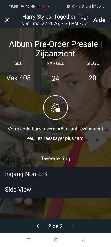 2 tickets Harry Styles 22/05 in Amsterdam, Twee personen, Mei