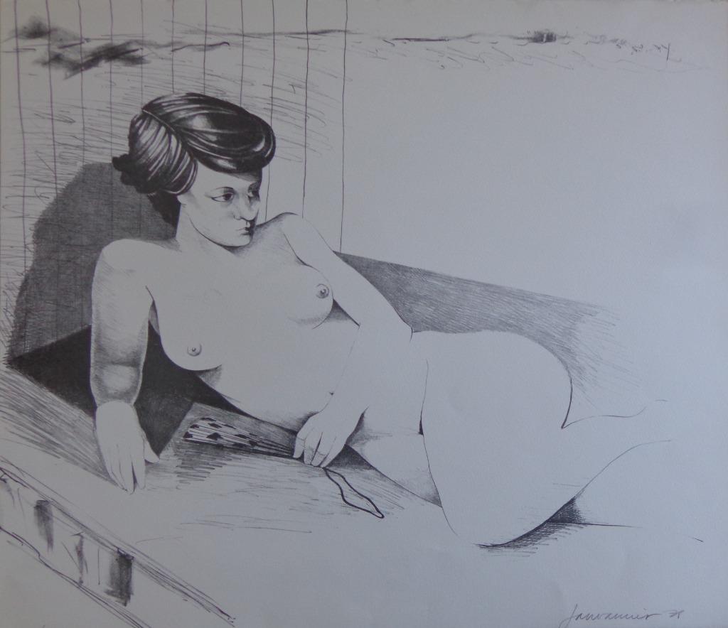 JAN VANRIET / NAAKTE VROUW / ZW-W LITHO / 56x65cm / SIG, Envoi