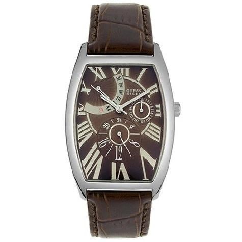 Guess polshorloge, type G12550G, Leer, Staal, Guess, Polshorloge