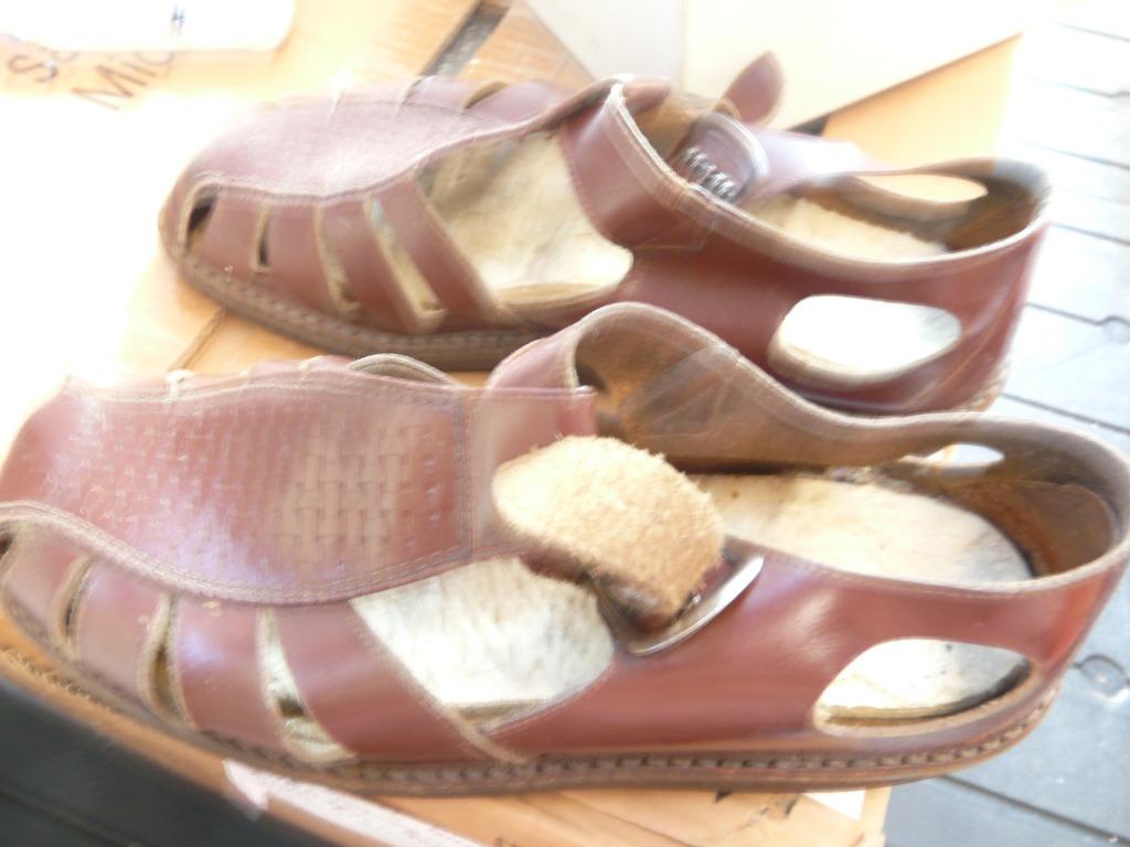 Vintage heren lederen sandalen en schoenen  M 42, Bruin, Gedragen, Ophalen, Sandalen