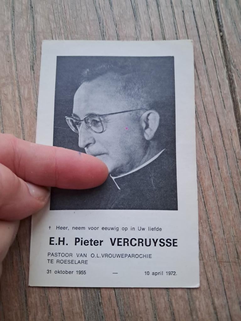 Bp pastoor Roeselare 1955-72, Pieter Vercruysse, Adinkerke, Verzamelen, Ophalen of Verzenden