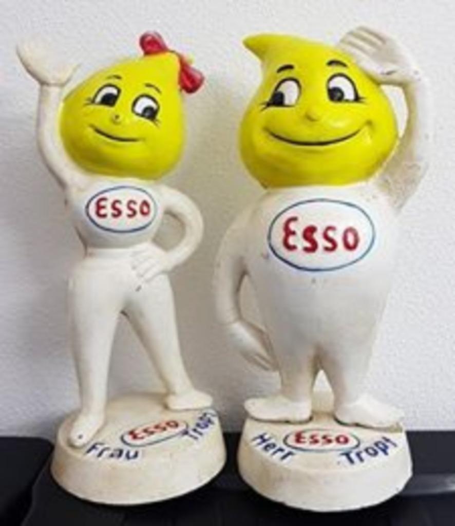 Set van 2 Esso ijzeren beeldjes reclame spaarpot verzamel, Enlèvement ou Envoi, Comme neuf, Panneau publicitaire