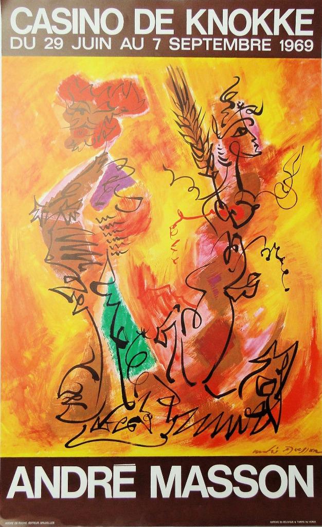 André Masson - Affiche d'une exposition au Casino de Knokke, Livres, Art & Culture | Arts plastiques, Enlèvement ou Envoi