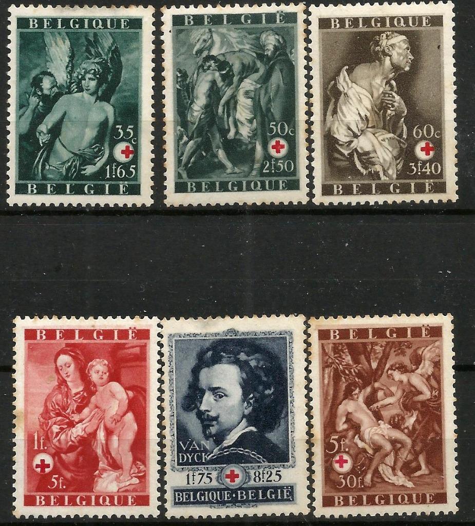 1944 Rode Kruis “Van Dyck” OBP 647/52*, Spoor van plakker, 1 plakker, Ophalen of Verzenden, Zonder stempel