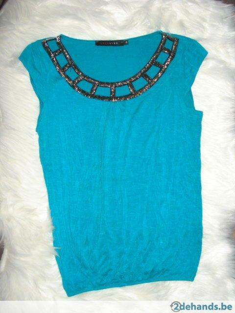 nieuw leuk blauw/groen shirtje Lola en Lisa - maat: S, Kleding | Dames, Ophalen of Verzenden, Nieuw, Maat 36 (S), Blauw