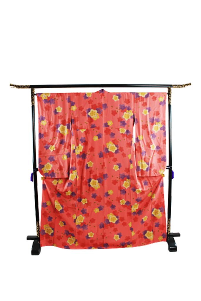 Japanse Furisode Kimono., Verzenden, Gedragen, Rood