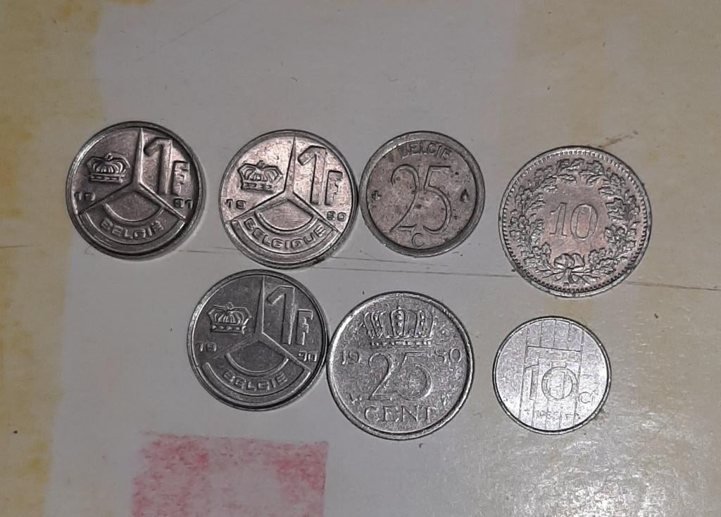 Oude munten België – Nederland – Zwitserland (set van 7), Enlèvement ou Envoi, Monnaie