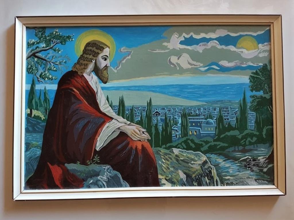 Peinture de jésus dans le jardin des oliviers, joky k vendu❗, Enlèvement, Bois