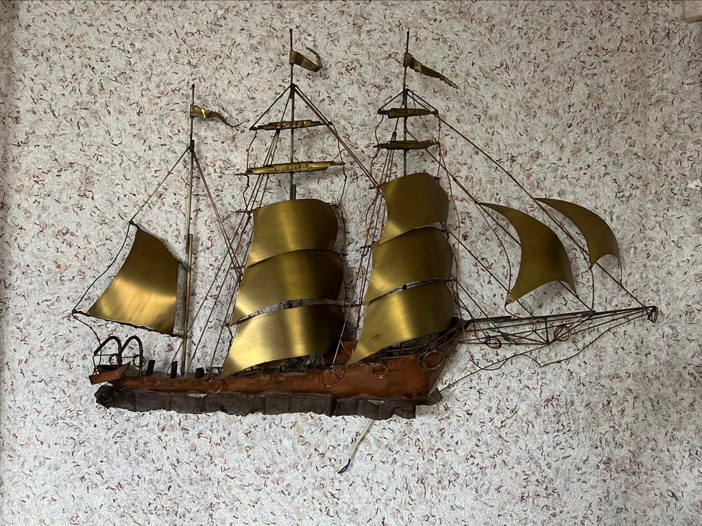 Lichtsculptuur vaartuig, Antiek en Kunst, Ophalen, Koper