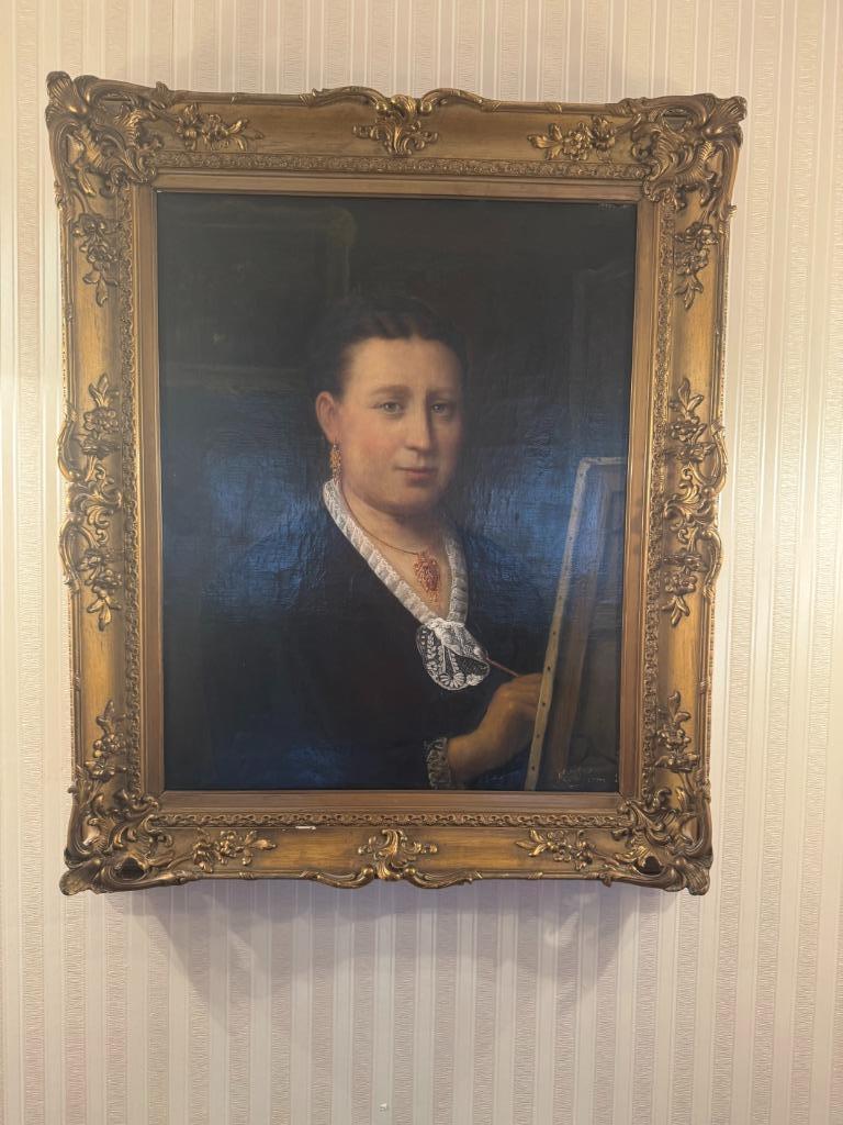 Portret van een dame die schildert., Antiek en Kunst, Ophalen