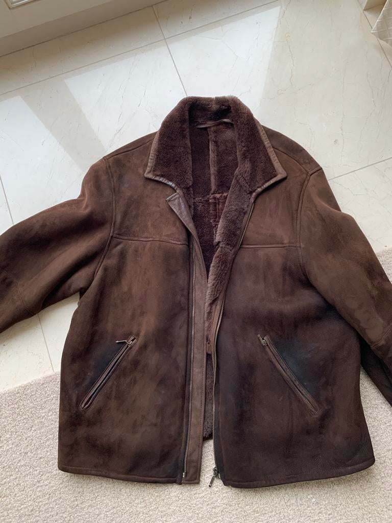 Veste d'hiver chaude avec agneau retourne, Enlèvement, Porté, Taille 48/50 (M), Brun