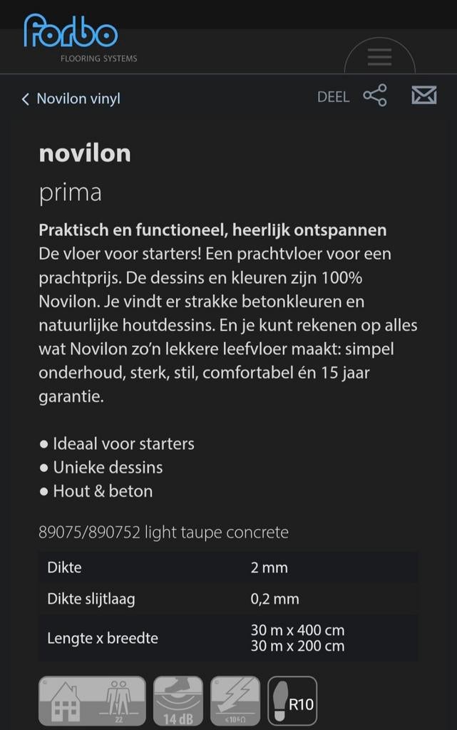 Vloerbekleding novilon prima, Ophalen