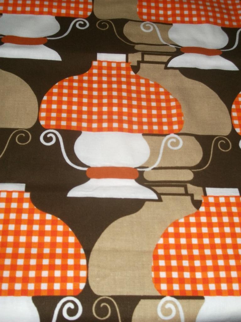 Tissu rétro 1,20 x 2,10 - lampe - orange, Coton, Comme neuf, 120 cm ou plus, Orange