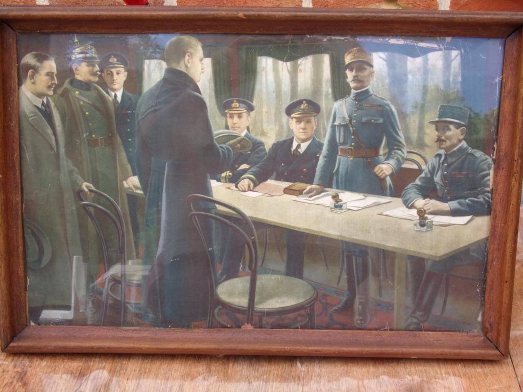 Ingelijste historische foto van de wapenstilstand van 1918, Verzamelen, Ophalen of Verzenden, Landmacht, Foto of Poster