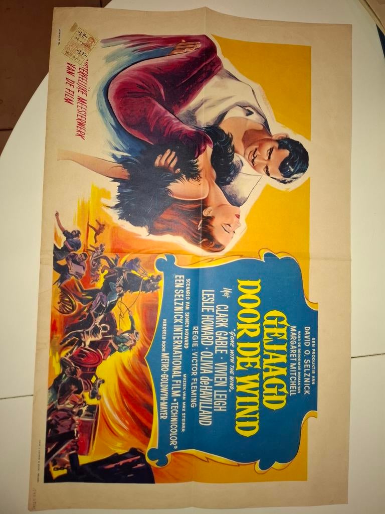 Filmposter : gejaagd door de wind, Verzenden, Zo goed als nieuw