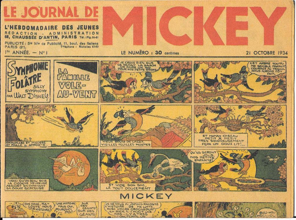 journal de Mickey n°1 de 1934 / fac similé du n° 2209 1994, Une BD, Enlèvement ou Envoi, Comme neuf
