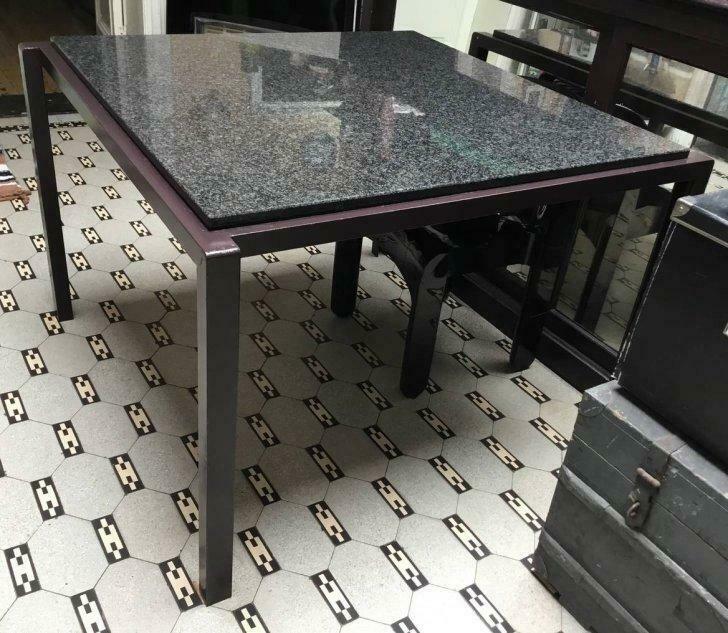 Design tafel met blad in graniet, Ophalen, Gebruikt, Vierkant, Metaal