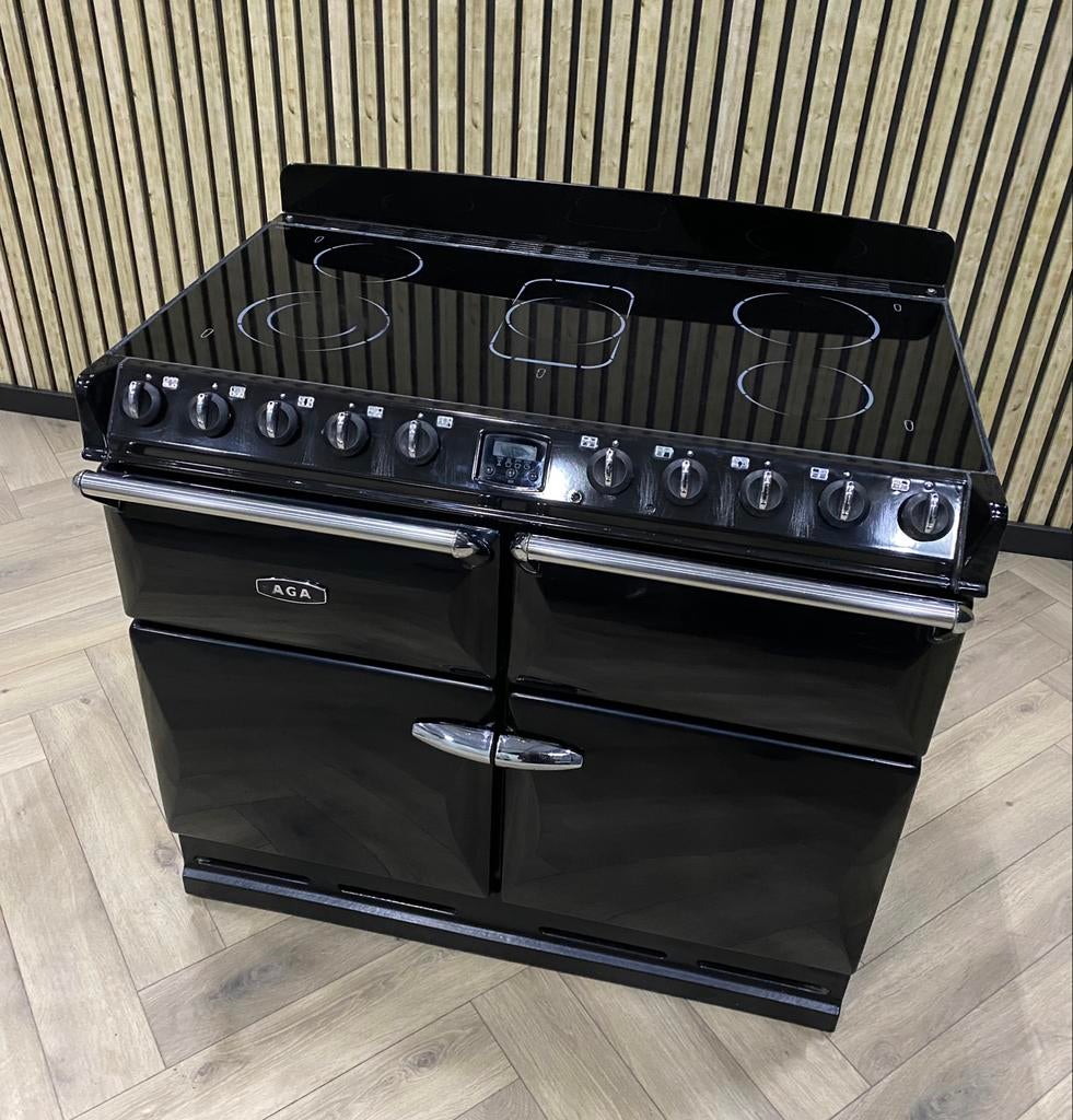 AGA Masterchef II Keramisch Deluxe 100cm + 4 Ovens (ZWART), Warmhoudplaat, 60 cm of meer, Keramisch, Ophalen of Verzenden