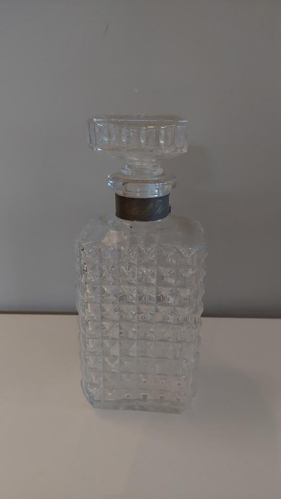 Prachtige vintage glazen Whiskey karaf / fles met dop, Antiek en Kunst, Ophalen of Verzenden