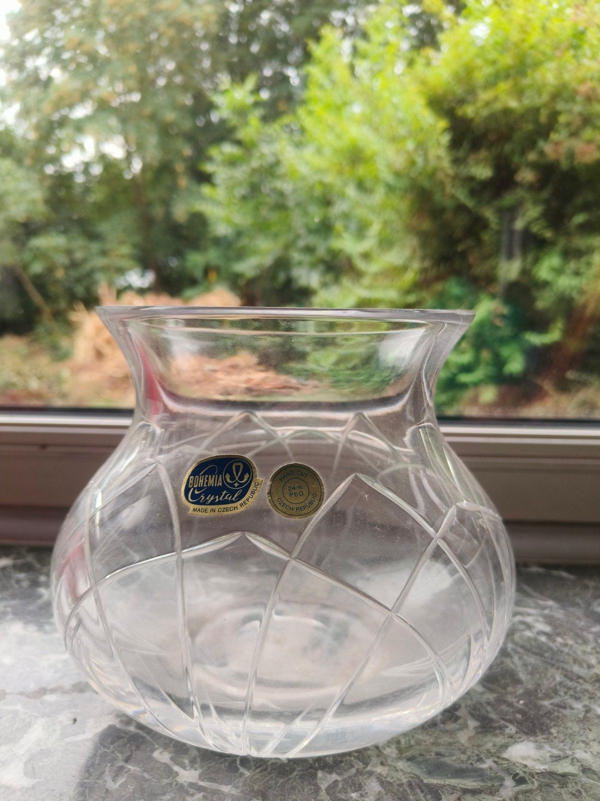 Vintage Bohemia Crystal Bolvaas – Handgeslepen Kristal, Enlèvement