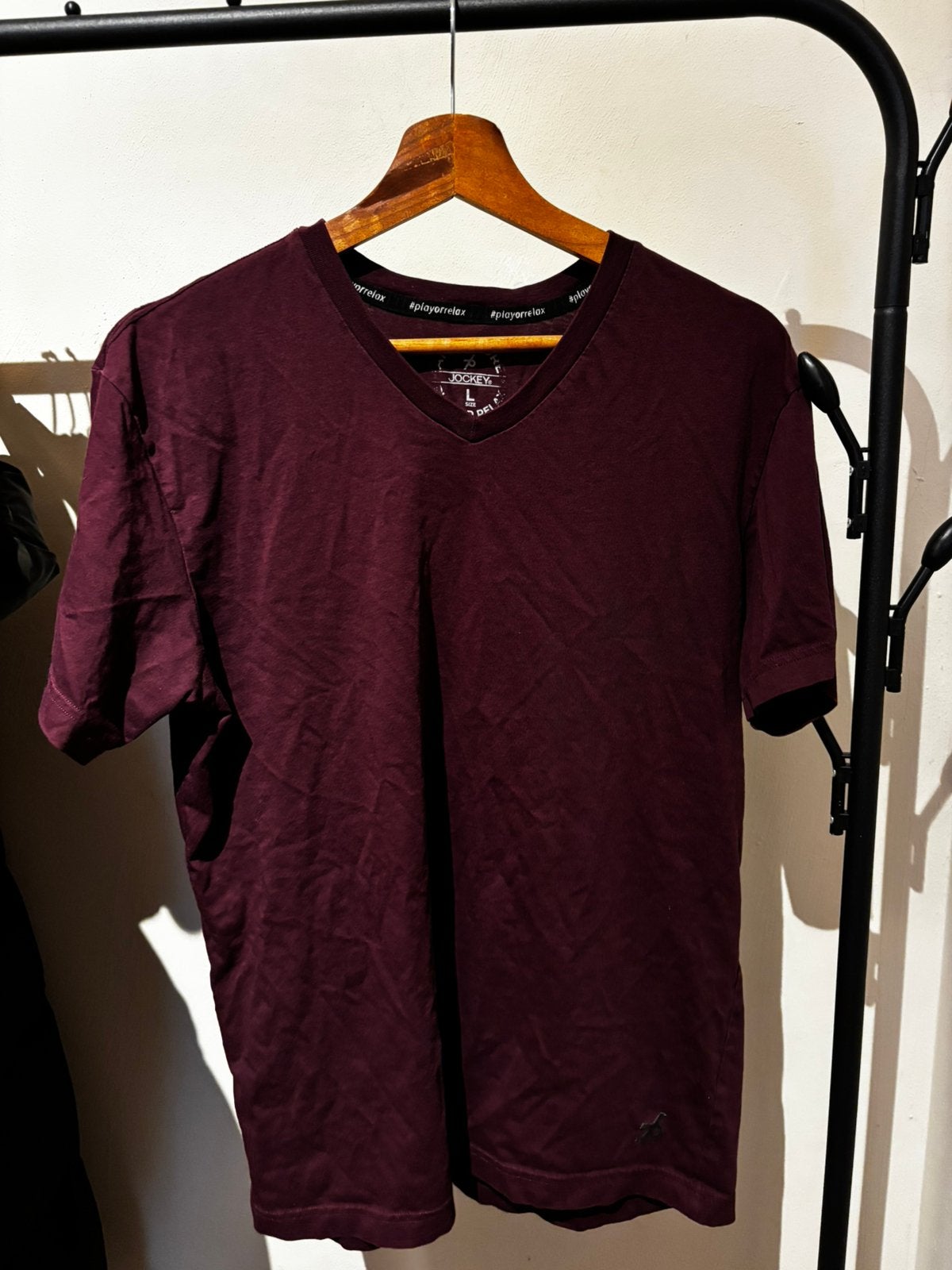 Paars t-shirt maat L heren V hals, Vêtements | Hommes, T-shirts, Enlèvement, Porté, Taille 52/54 (L), Violet
