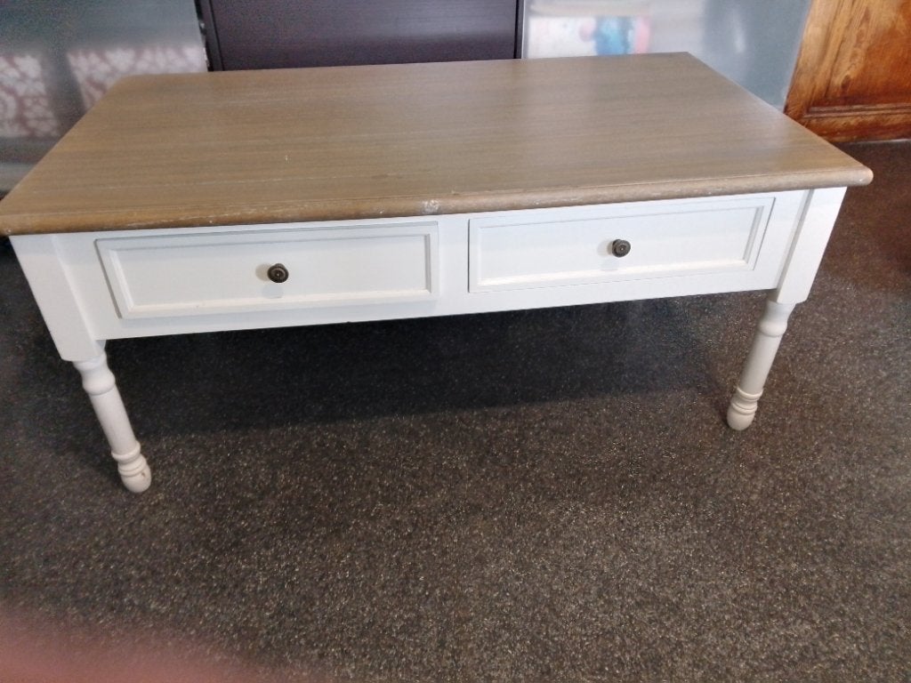 Table basse blanc et bois, 50 – 75, 50 à 100 cm, Enlèvement, Utilisé