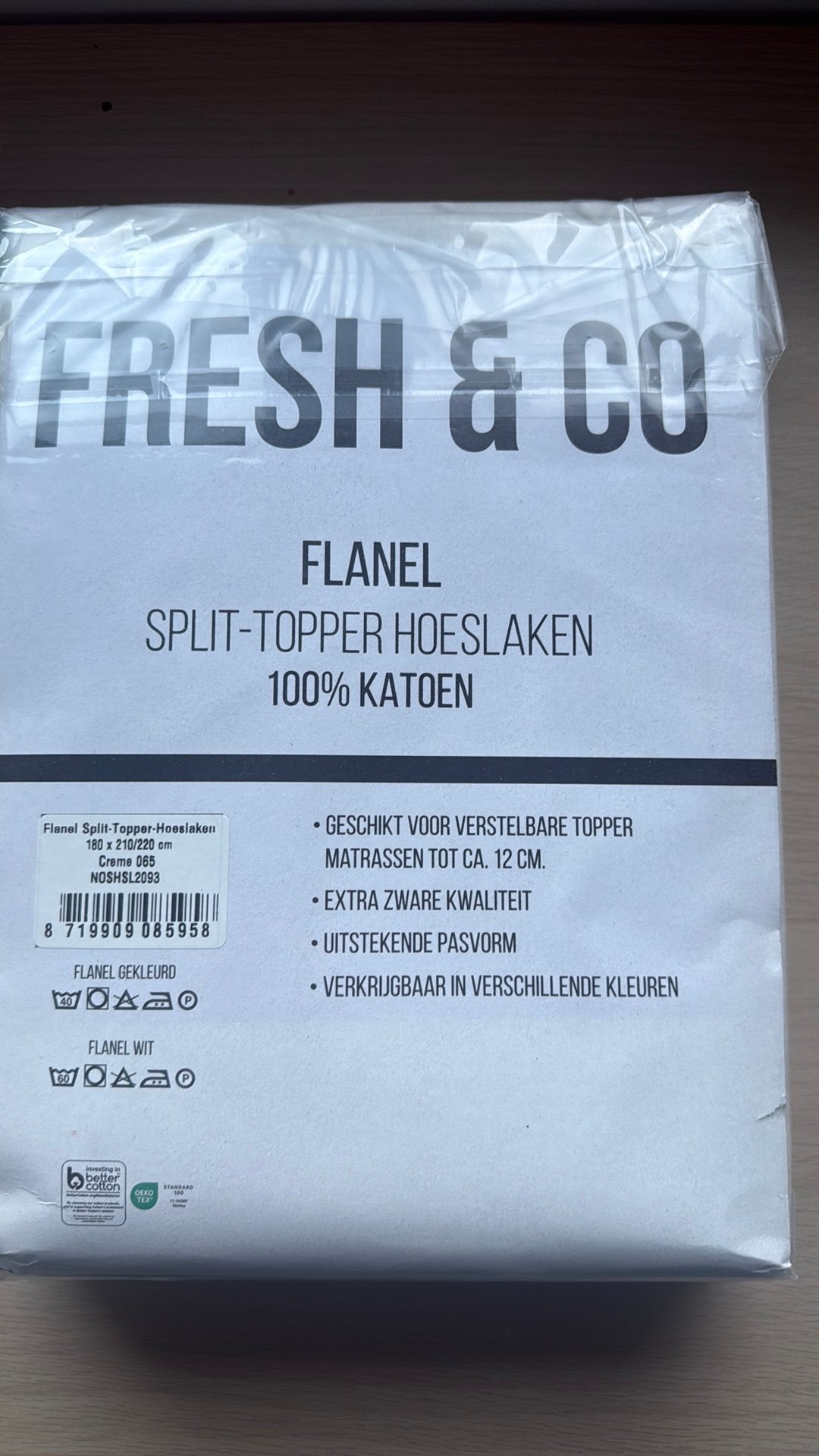 Topper fendu en flanelle New Fresh & Co 180  210-220 creme, Enlèvement, Neuf, Autres couleurs, Lavable