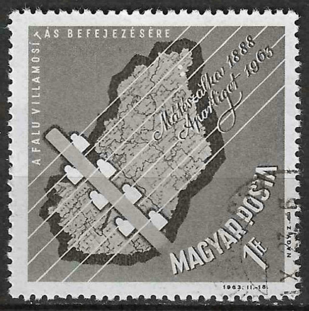 Hongrie 1963 - Yvert 1577 - Electrification rurale (ST), Timbres & Monnaies, Timbres | Europe | Hongrie, Envoi, Affranchi