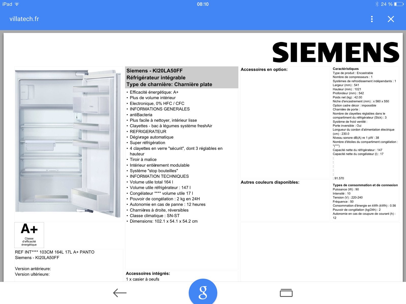 Frigo congélateur Siemens neuf à encastrer, Informatique & Logiciels, Enlèvement, Neuf