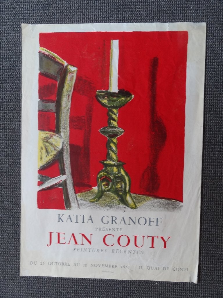 Litho Mourlot Paris, Katia Granoff, Present Jean Couty, 1957, Antiquités & Art, Signé, Envoi, Autres sujets, Lithographie