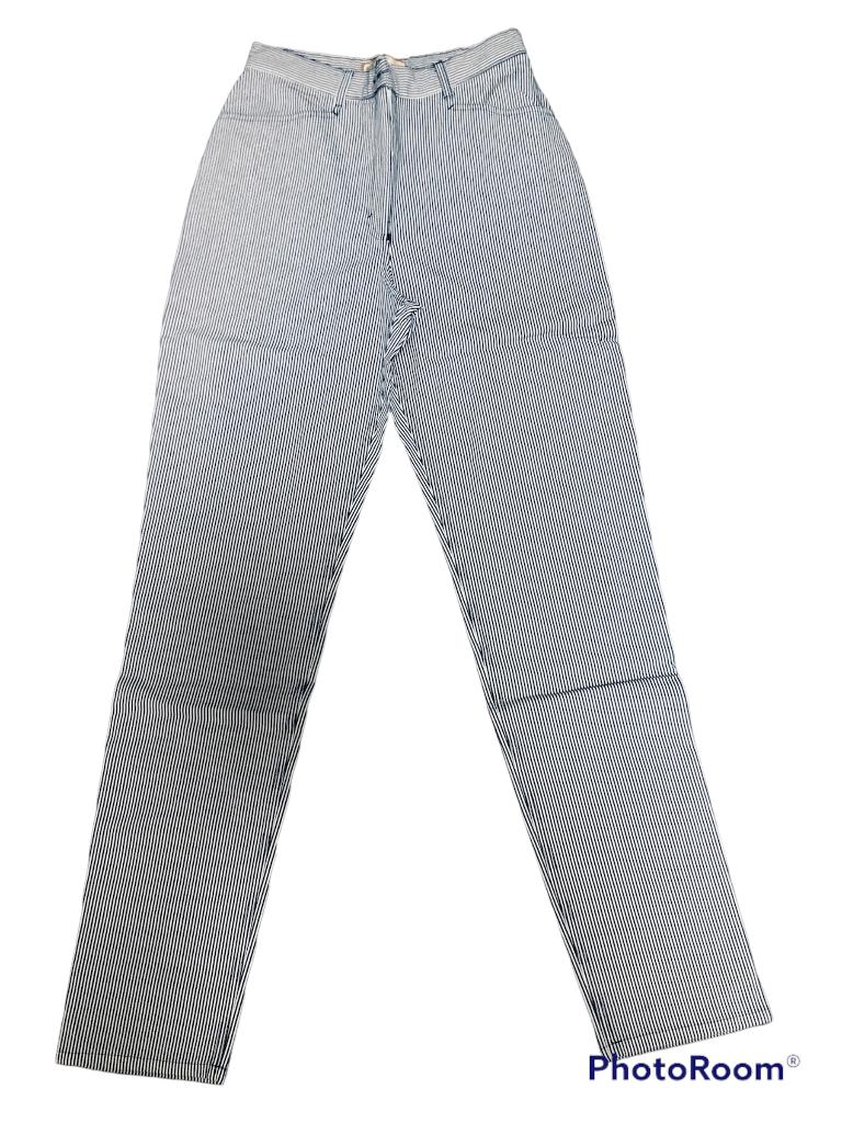 Blauw-wit gestreepte broek mt 27 EU mt 36-38, Blauw, Ophalen of Verzenden, Maat 36 (S), Lang