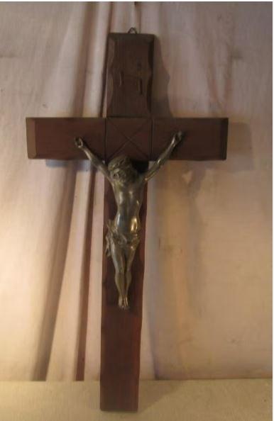 Magnifique crucifix ancien en métal et bois - 70x35, Enlèvement ou Envoi