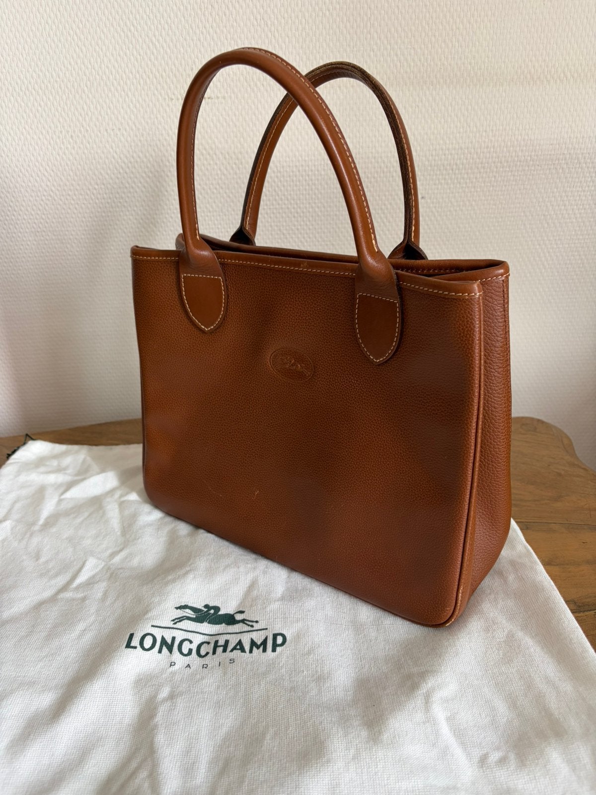 Sac longchamp cuir cognac, Enlèvement, Comme neuf, Autres couleurs, Sac à main