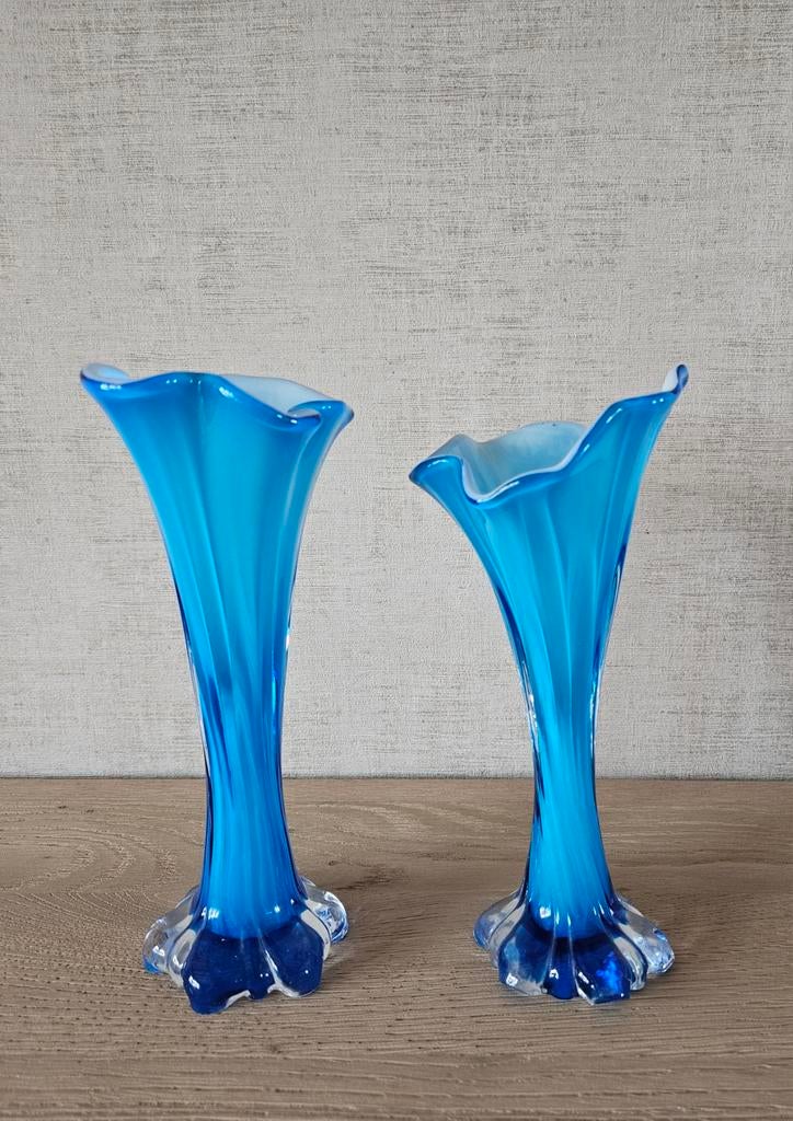 Set van 2 retro Italiaanse vaasjes in Merano glas, Ophalen