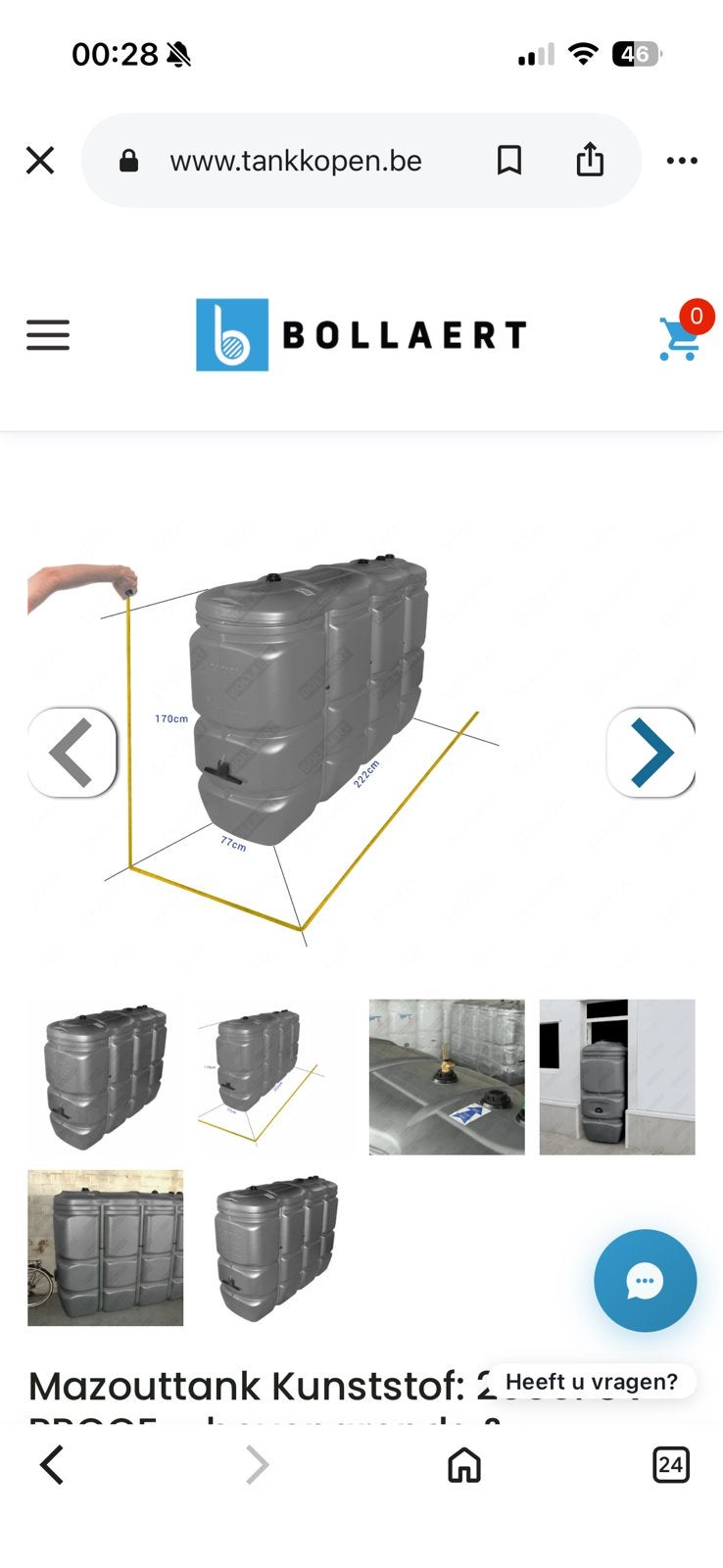 Mazouttank, Doe-het-zelf en Bouw, Chauffageketels en Boilers, Zo goed als nieuw, Ophalen