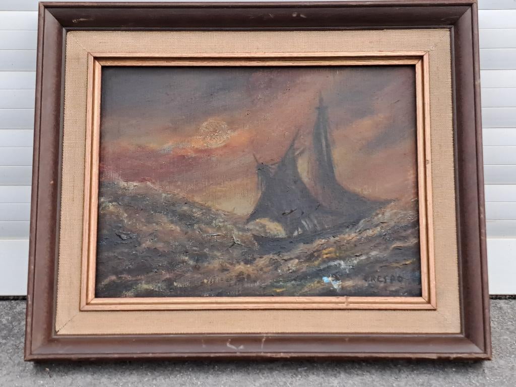 huile sur toile marine signe crespo, Ophalen of Verzenden