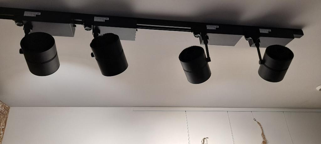 4 LEDspots rail, Huis en Inrichting, Lampen | Spots, Ophalen, Zo goed als nieuw, Plafondspot of Wandspot, Led